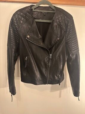 Topshop Black Faux Leather Moto Jacket – Size 6